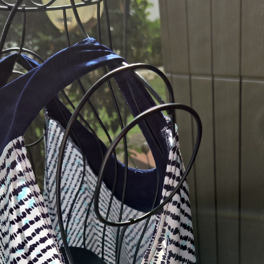 Navy and White Chevron Mini Dress - Picture 5 of 6